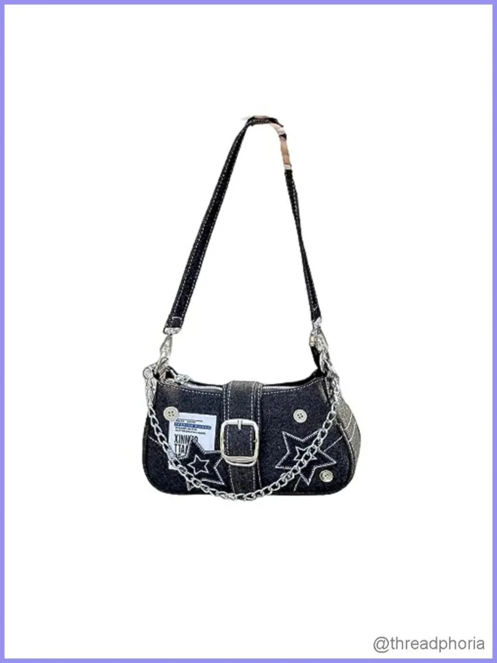 Grunge Hobo Bag Y2K Vintage Denim Shoulder Crossbody Purse Women